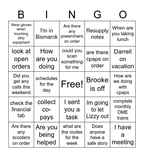 Lori's Quote's Bingo Card
