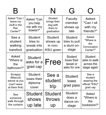 KSU Spring 2026 Commencement Bingo Card
