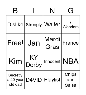 Farewell Seniors Bingo Card