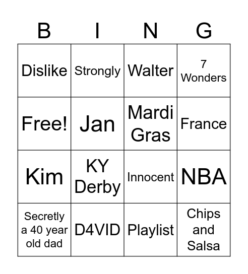 Farewell Seniors Bingo Card