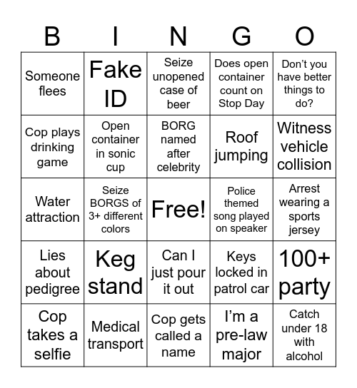 Stop Day Bingo Card