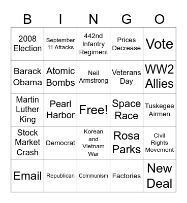 5th SS DA5 Bingo Card