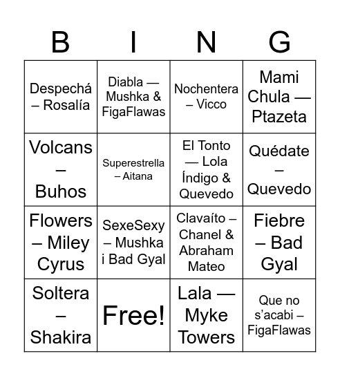 bingo musical sant antim '26 Bingo Card
