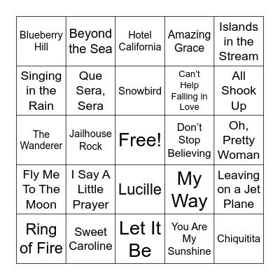 Musical Bingo Card