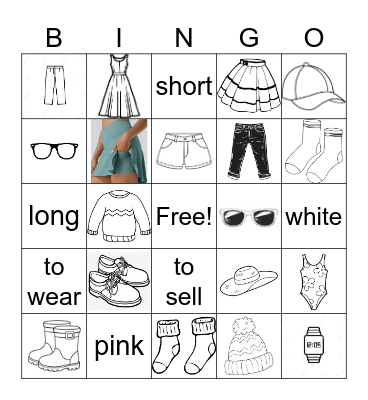 la ropa Bingo Card