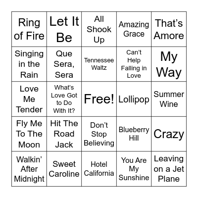 Musical Bingo Card
