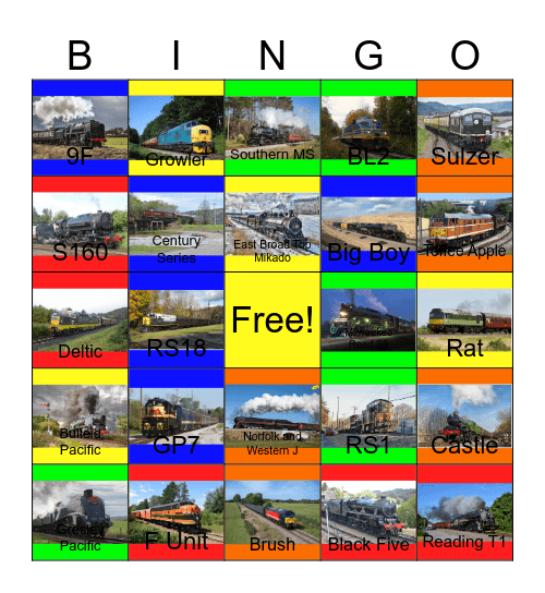 Passenger Trains that I would like to do on special occasions after John will say "Wave Bye Bye to Putt-Putt: Pep's Birthday Surprise for life" one day Bingo Card