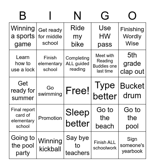 June Bingo Card