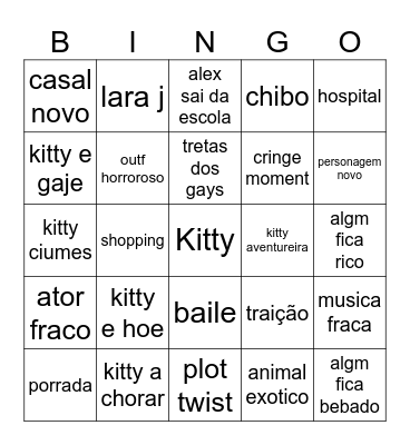 XO KITTY Bingo Card