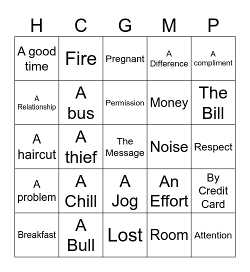 Collocations Bingo Card