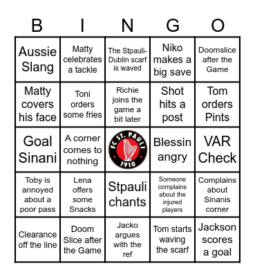 St. Pauli - Dublin Bingo Card