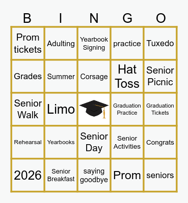 Grad Bingo 2025 Bingo Card