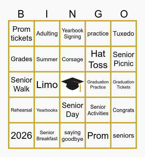 Grad Bingo 2025 Bingo Card