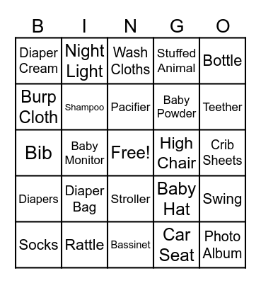 Baby Bingo Card