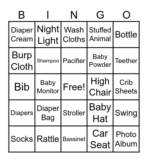 Baby Bingo Card