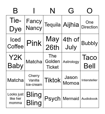 Birthday Bingo Card