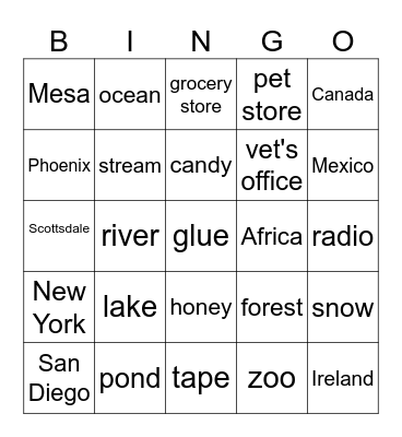 Where in the world & Odds & Ends Bingo Card