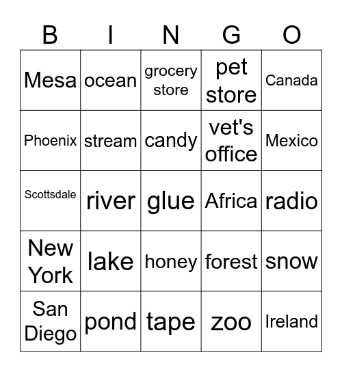 Where in the world & Odds & Ends Bingo Card