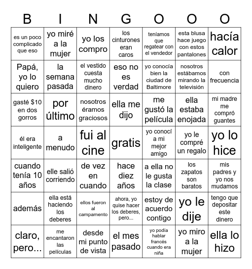 El fin de año Bingo Card