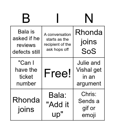 SoS Bingo Card