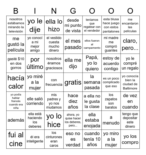 El fin de año Bingo Card
