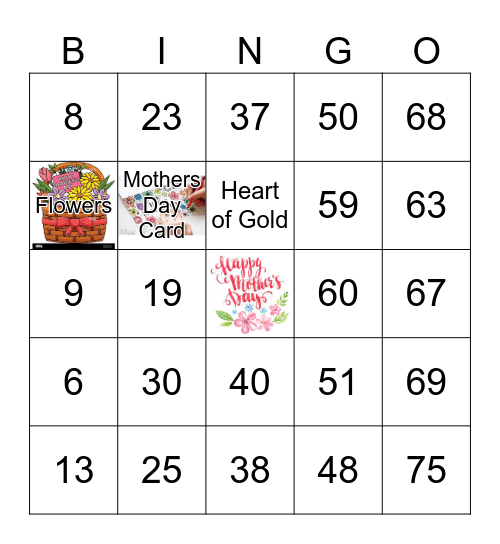 Jennifer's Mother's Day Bingo Card