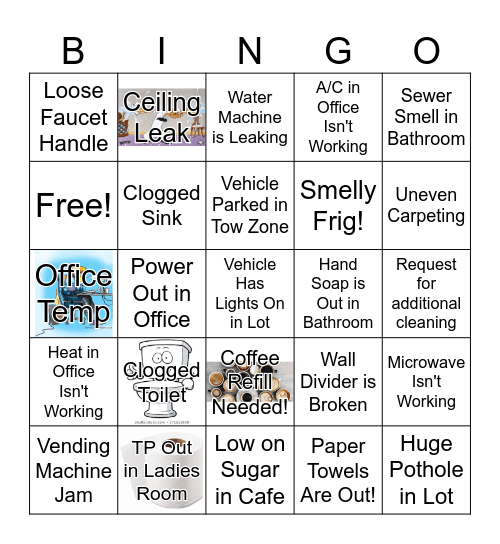 Facilities Management Bingo !! Bingo Card