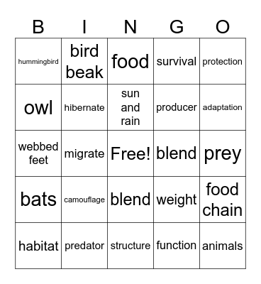 Science BINGO Card