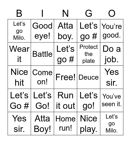 New Deal Baseball Bingo Card