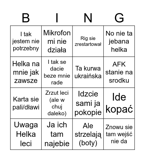 Wode Bingo Card