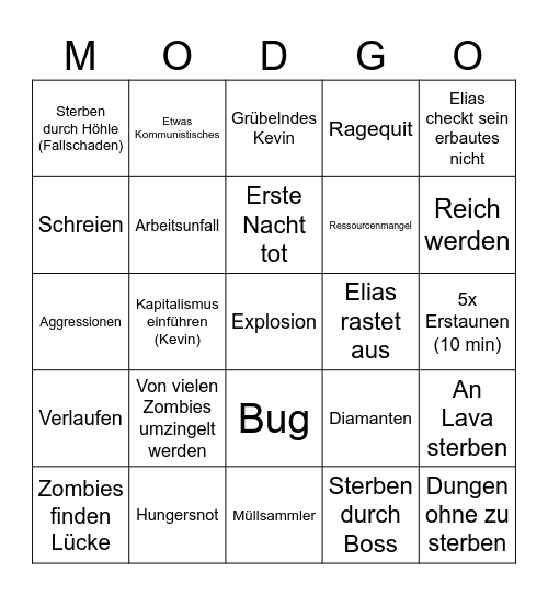 Modgo Bingo Card