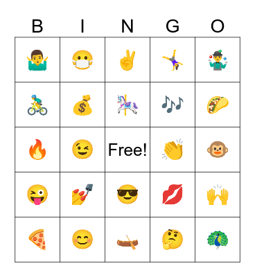 EMOJI Bingo Card