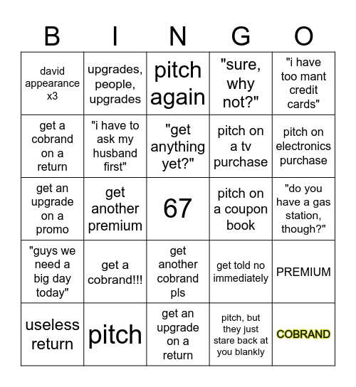 spare me from the wrath of david Bingo Card