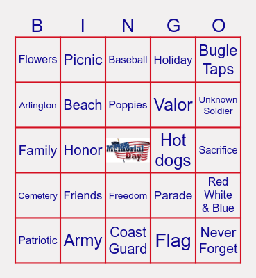Memorial Day Bingo Card