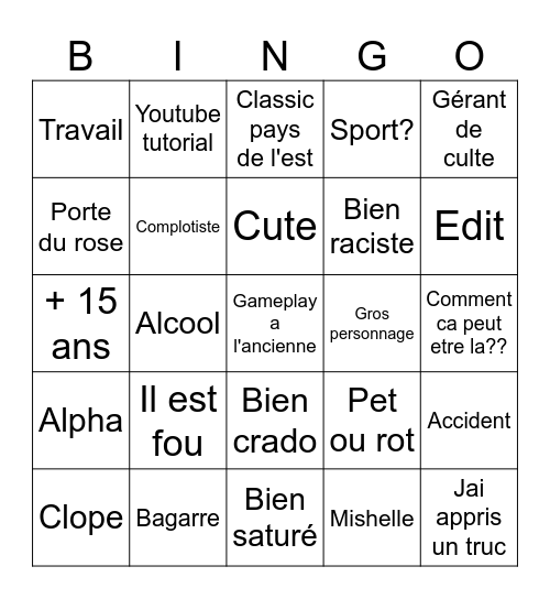 Youtube blackhole Bingo Card