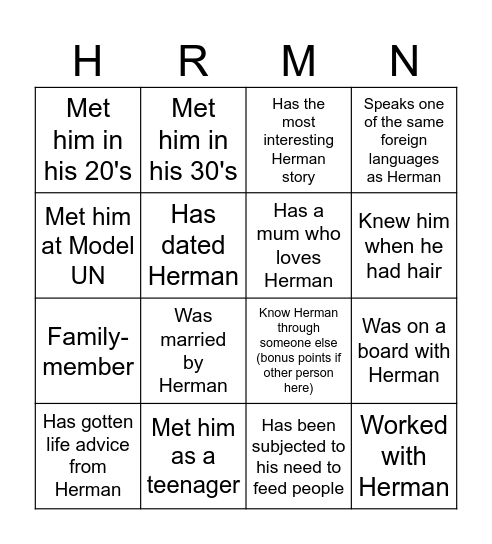 🎉Herman's 40th Birthday! 🎉 Bingo Card