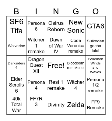 Summer Games Fest Bingo Card