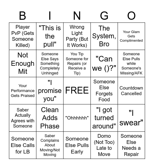 Limit Breakers Prog Bingo Card