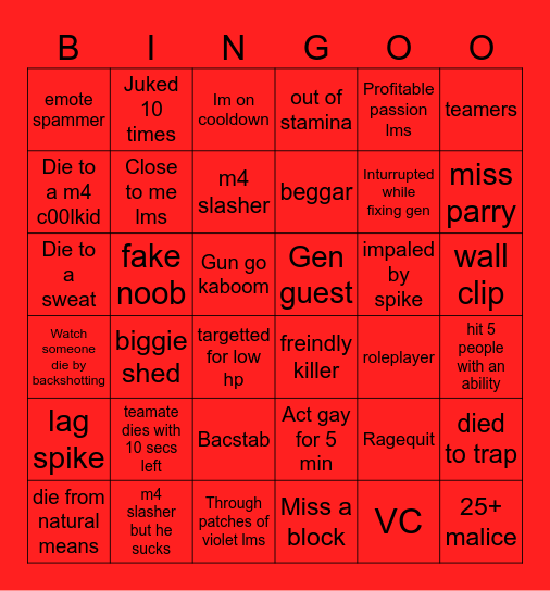 Forsaken bingo Card