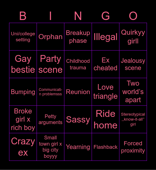 Filmo bingo Card