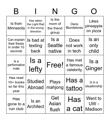 Find someone who... Bingo Card