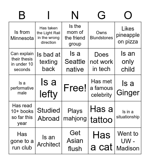 Find someone who... Bingo Card