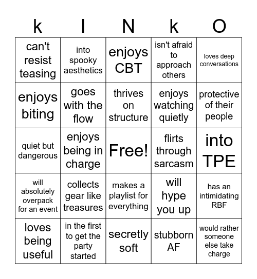 Things that describe me Bingo Card