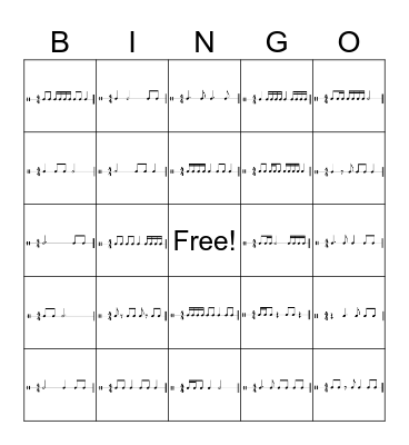 INTERMEDIATE RHYTHM Bingo Card