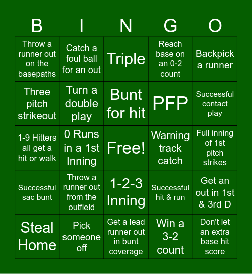 Spartan Bingo Card