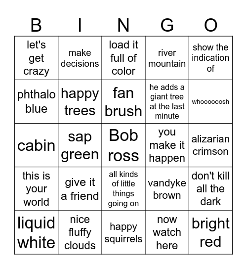 Bob ross bingo Card