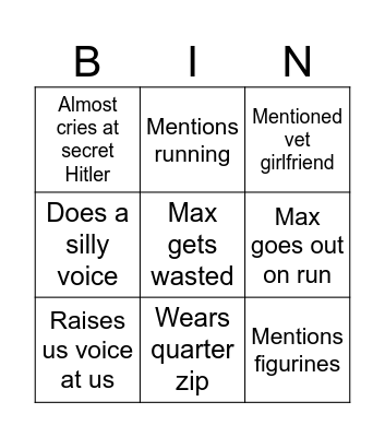 Max Bingo Card