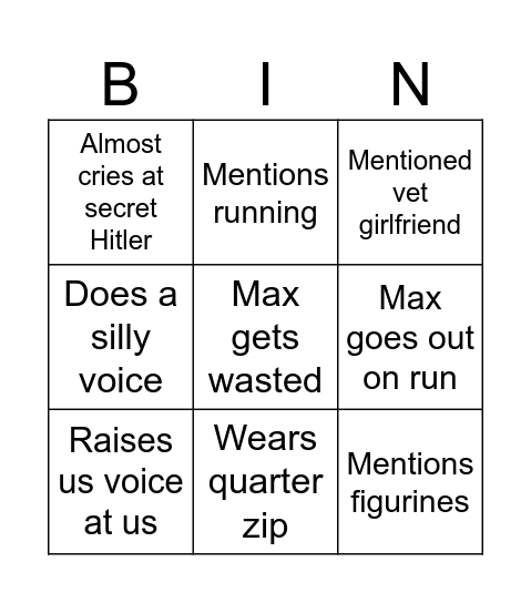 Max Bingo Card