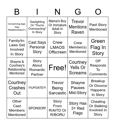 SRRS Bingo Card