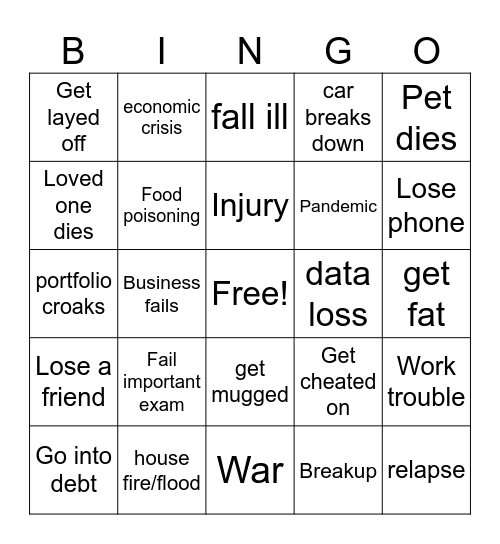 Horrible year Bingo Card